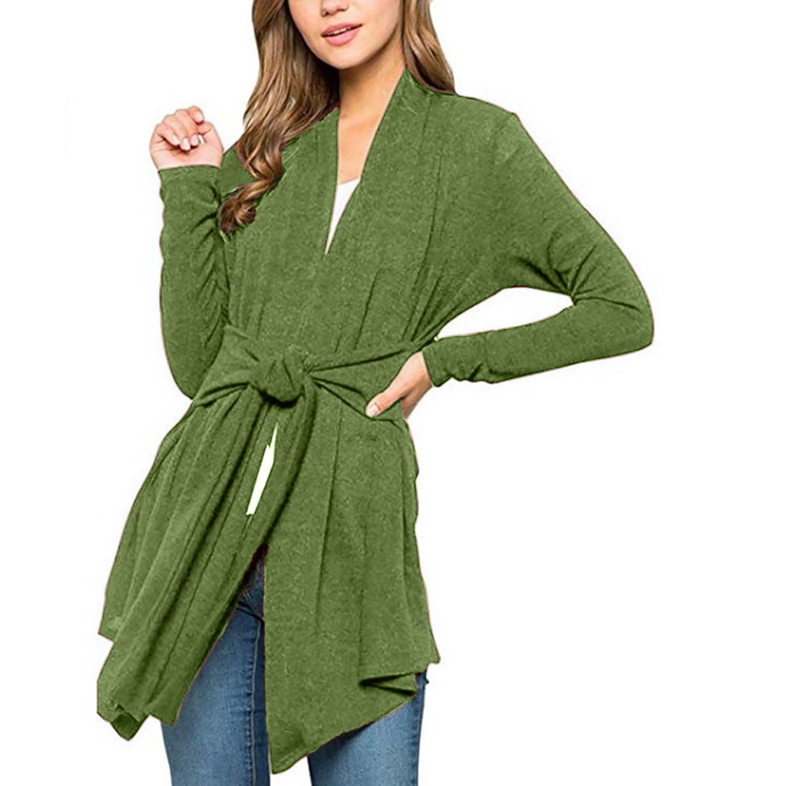 Long Sleeve Drawstring Cardigan - Fashion Damsel