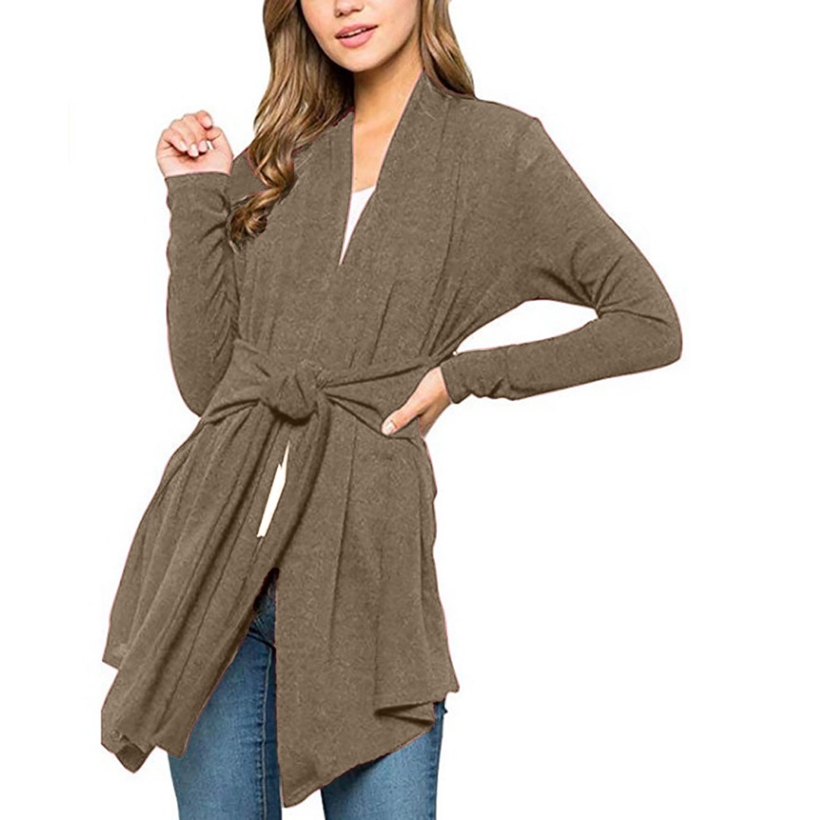 Long Sleeve Drawstring Cardigan - Fashion Damsel