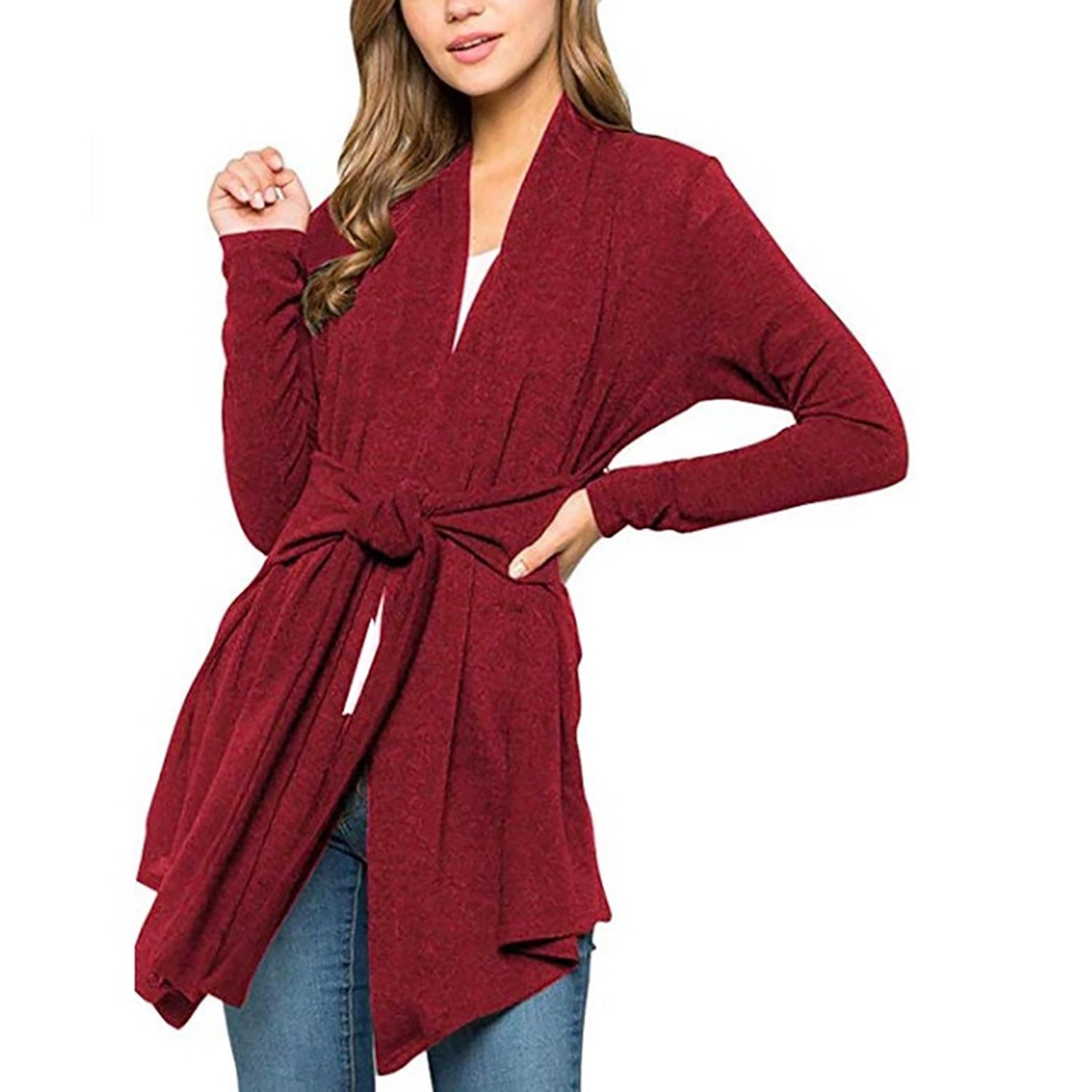Long Sleeve Drawstring Cardigan - Fashion Damsel