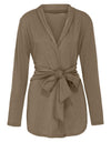 Long Sleeve Drawstring Cardigan - Fashion Damsel