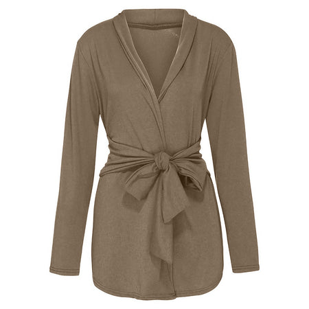 Long Sleeve Drawstring Cardigan - Fashion Damsel
