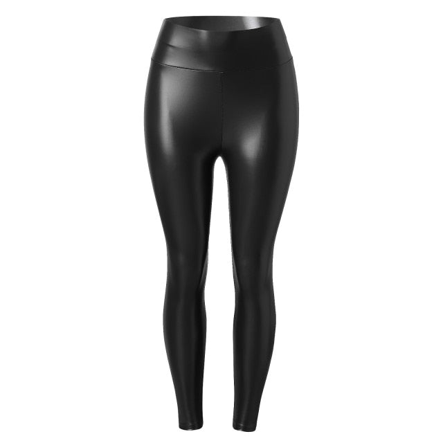 S-5XL Plus Size Faux Leather High Waist  Leggings - Fashion Damsel