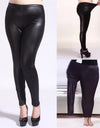Elastic Push-Up Faux Leather Leggings - Fashion Damsel