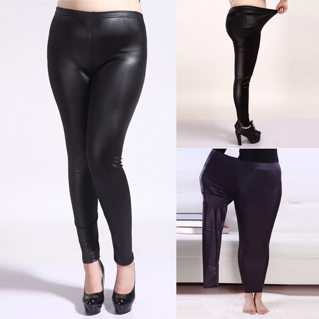 Elastic Push-Up Faux Leather Leggings - Fashion Damsel