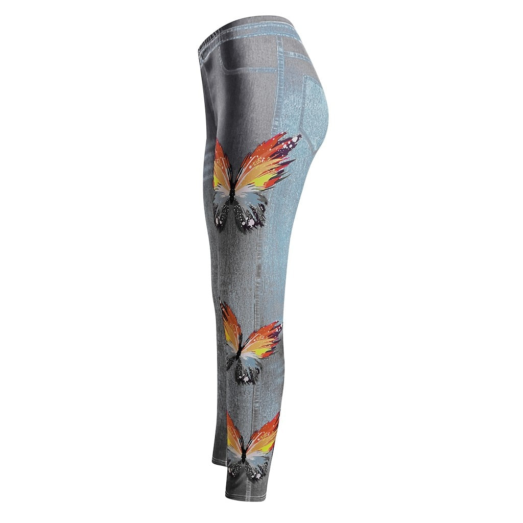 Women's Plus Size Casual Imitation Cowboy Leggings - Fashion Damsel