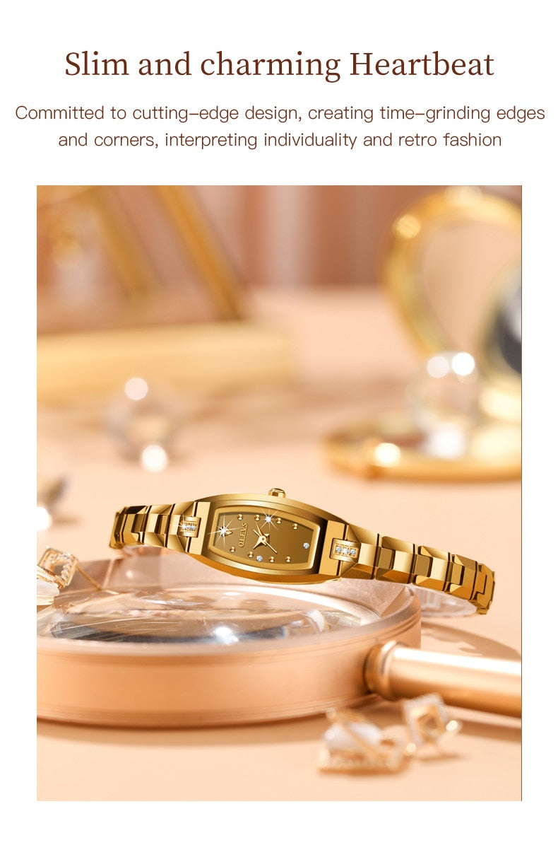 OLEVS Luxury Quartz Tungsten Steel Elegant Design Wristwatch