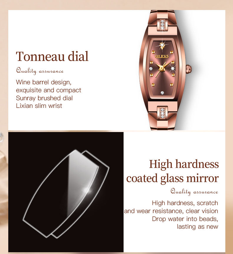 OLEVS Luxury Quartz Tungsten Steel Elegant Design Wristwatch