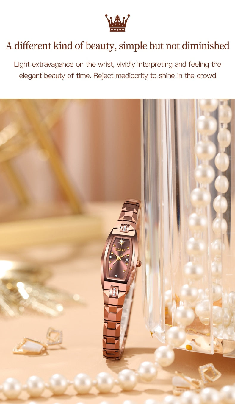 OLEVS Luxury Quartz Tungsten Steel Elegant Design Wristwatch