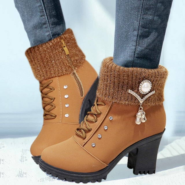 Thick-heeled Casual Water Brick Warm Snow Boots