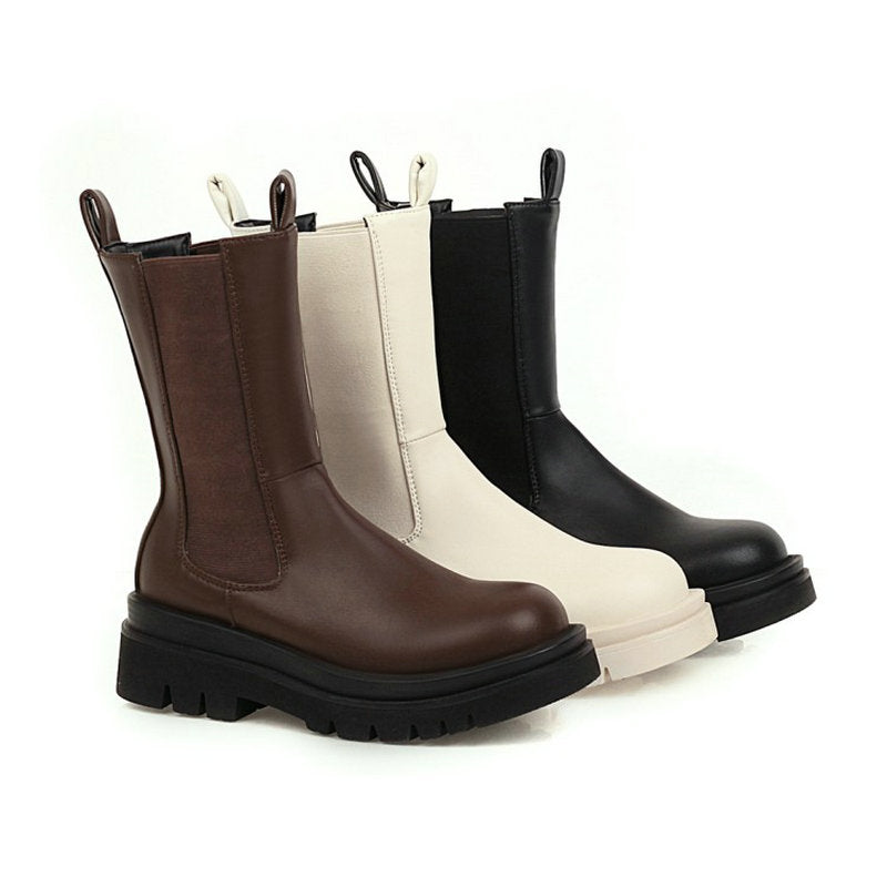 Round Toe Platform Women's  Luxury  High Top Winter Boots - Fashion Damsel