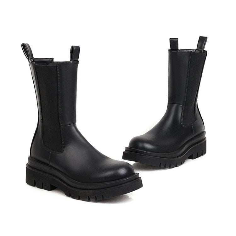 Round Toe Platform Women's  Luxury  High Top Winter Boots - Fashion Damsel