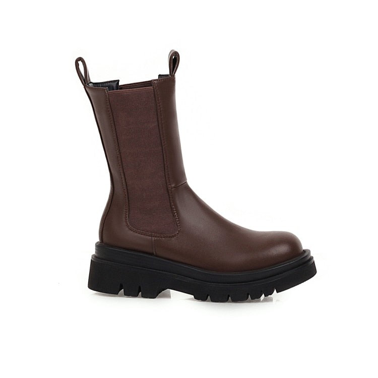 Round Toe Platform Women's  Luxury  High Top Winter Boots - Fashion Damsel