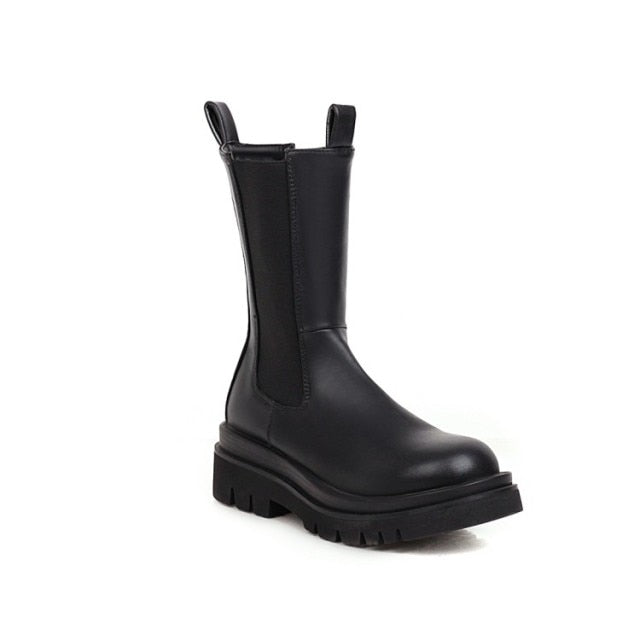 Round Toe Platform Women's  Luxury  High Top Winter Boots - Fashion Damsel