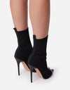 Ladies Tight Sock Peep Toe High Heel Ankle Boots
