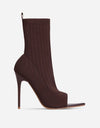 Ladies Tight Sock Peep Toe High Heel Ankle Boots