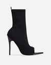 Ladies Tight Sock Peep Toe High Heel Ankle Boots