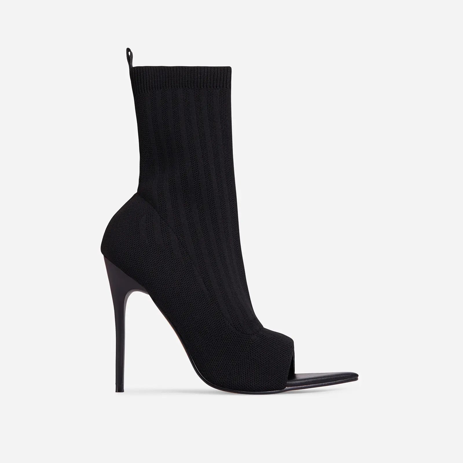 Ladies Tight Sock Peep Toe High Heel Ankle Boots