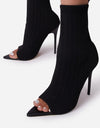 Ladies Tight Sock Peep Toe High Heel Ankle Boots