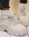 Platform Lace-Up Elastic Breathable Boots