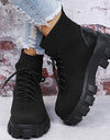 Platform Lace-Up Elastic Breathable Boots