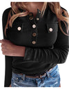 V-Neck Fashion Buttons Blouse Pullover
