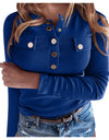 V-Neck Fashion Buttons Blouse Pullover
