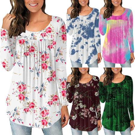 Round Neck Long Sleeve Shirt/Blouse