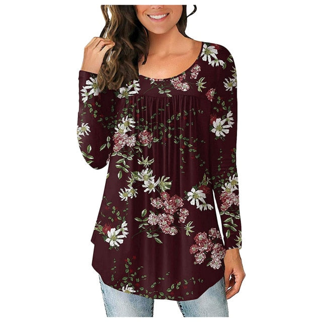 Round Neck Long Sleeve Shirt/Blouse