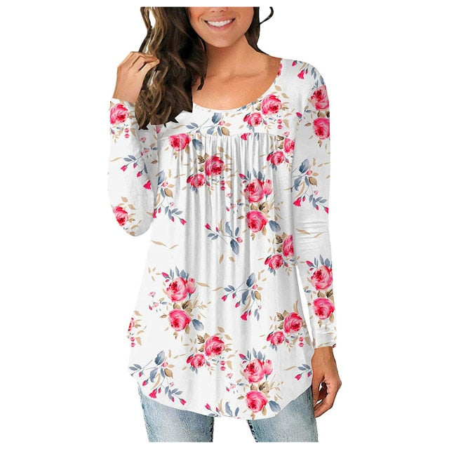 Round Neck Long Sleeve Shirt/Blouse