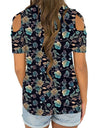 Flower Printed Short-Sleeved Off-The-Shoulder Blouse