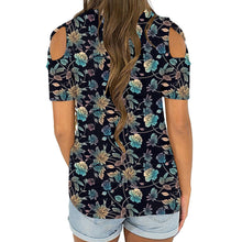 गैलरी व्यूवर में इमेज लोड करें, Flower Printed Short-Sleeved Off-The-Shoulder Blouse
