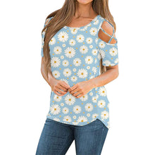 गैलरी व्यूवर में इमेज लोड करें, Flower Printed Short-Sleeved Off-The-Shoulder Blouse
