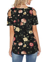 Flower Printed Short-Sleeved Off-The-Shoulder Blouse