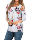 Flower Printed Short-Sleeved Off-The-Shoulder Blouse