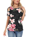 Flower Printed Short-Sleeved Off-The-Shoulder Blouse