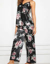 Ladies Sleeveless Black Lace Floral Nightwear Pajamas Set