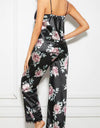 Ladies Sleeveless Black Lace Floral Nightwear Pajamas Set