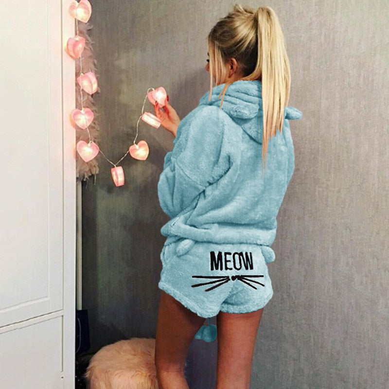 S-5XL Coral Velvet Pajamas Set Two Piece Sleepwear