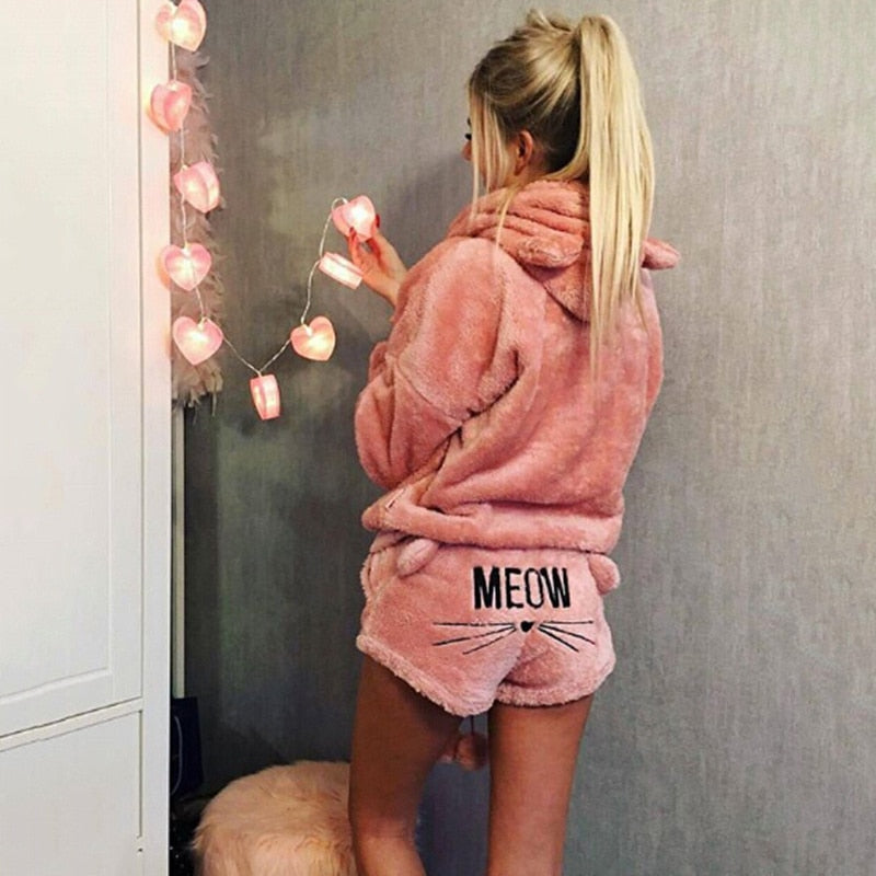 S-5XL Coral Velvet Pajamas Set Two Piece Sleepwear