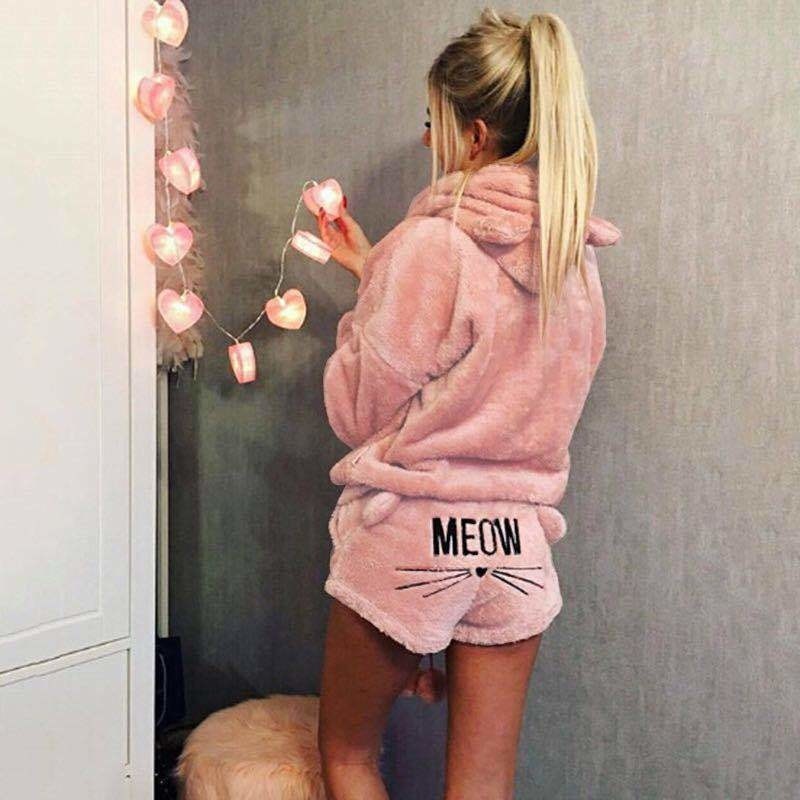 S-5XL Coral Velvet Pajamas Set Two Piece Sleepwear
