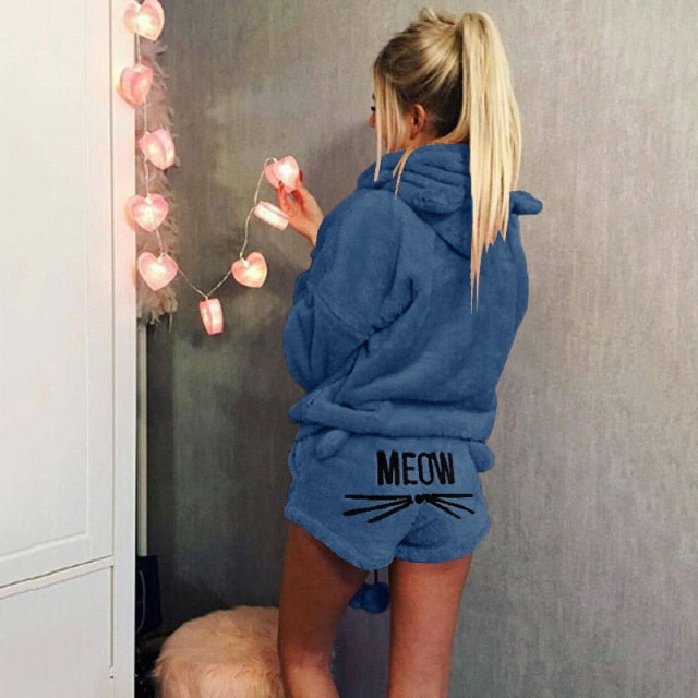 S-5XL Coral Velvet Pajamas Set Two Piece Sleepwear