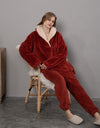 Winter Warm Velvet Purple Pajama Set for Women 100% Flannel
