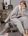 Winter Warm Velvet Purple Pajama Set for Women 100% Flannel