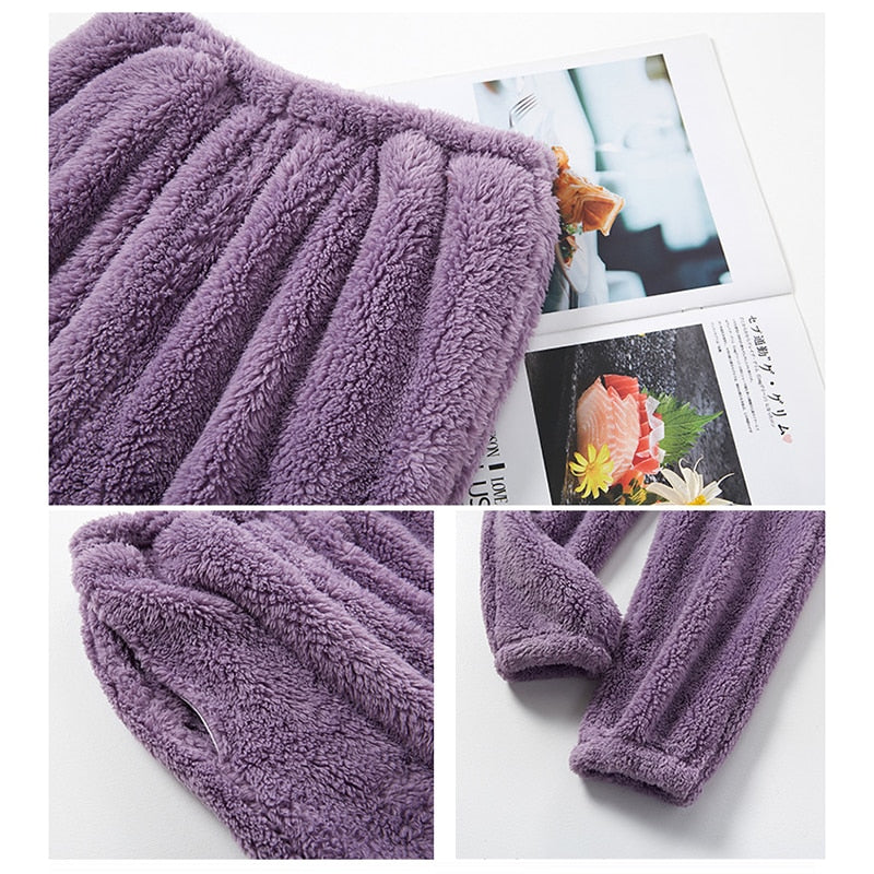 Winter Warm Velvet Purple Pajama Set for Women 100% Flannel