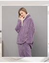 Winter Warm Velvet Purple Pajama Set for Women 100% Flannel