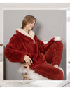 Winter Warm Velvet Purple Pajama Set for Women 100% Flannel