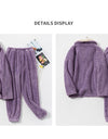 Winter Warm Velvet Purple Pajama Set for Women 100% Flannel