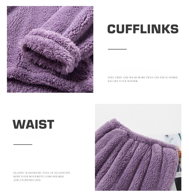 Winter Warm Velvet Purple Pajama Set for Women 100% Flannel