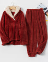 Winter Warm Velvet Purple Pajama Set for Women 100% Flannel