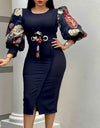 Elegant O Neck Three-Quarter High Waist Dress
